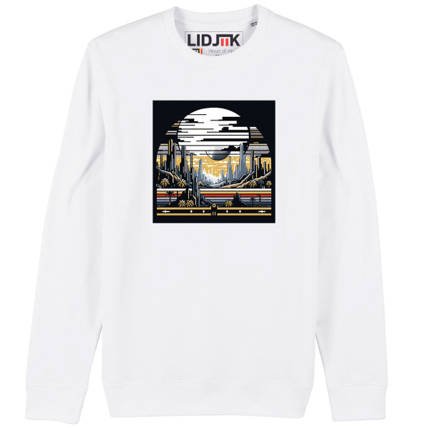 Sweat unisexe PIXEL blanc Sweat unisexe PIXEL blanc